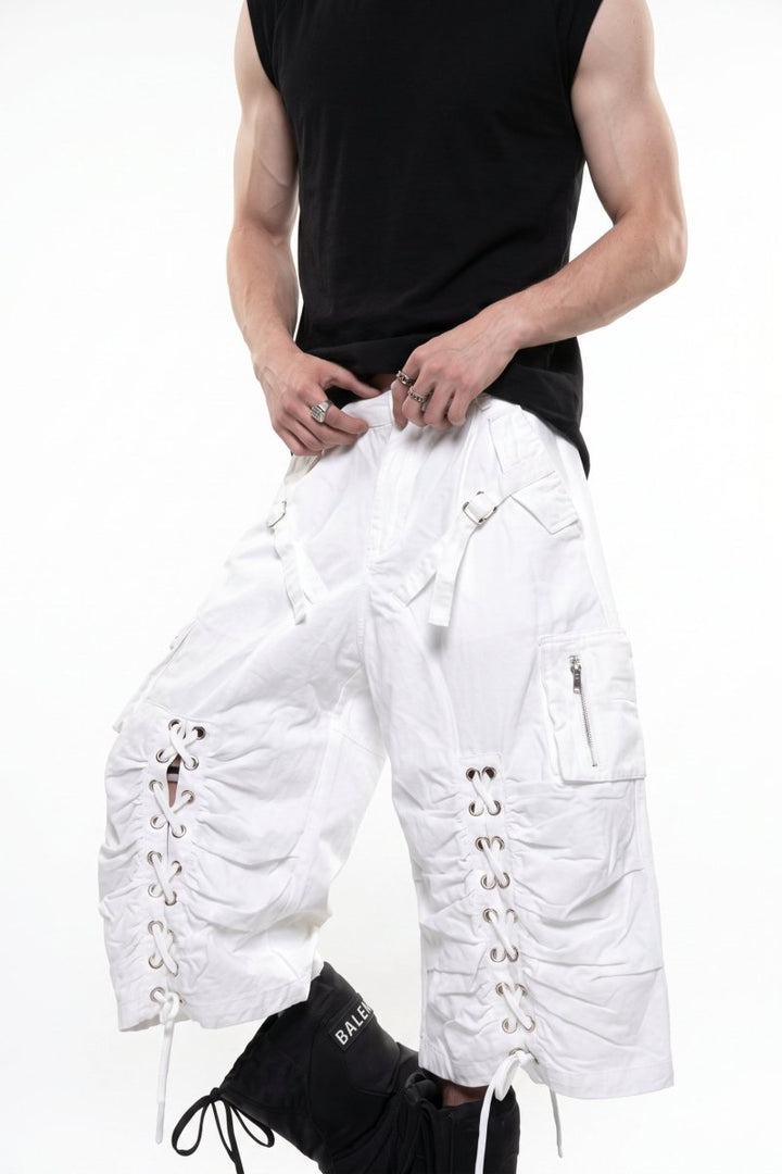 Distressed Denim Knee-Length Shorts na2601