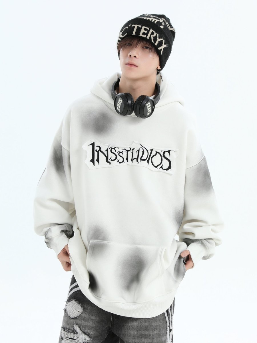 【INSstudios】Spray Paint Logo Loose Hoodie na1634