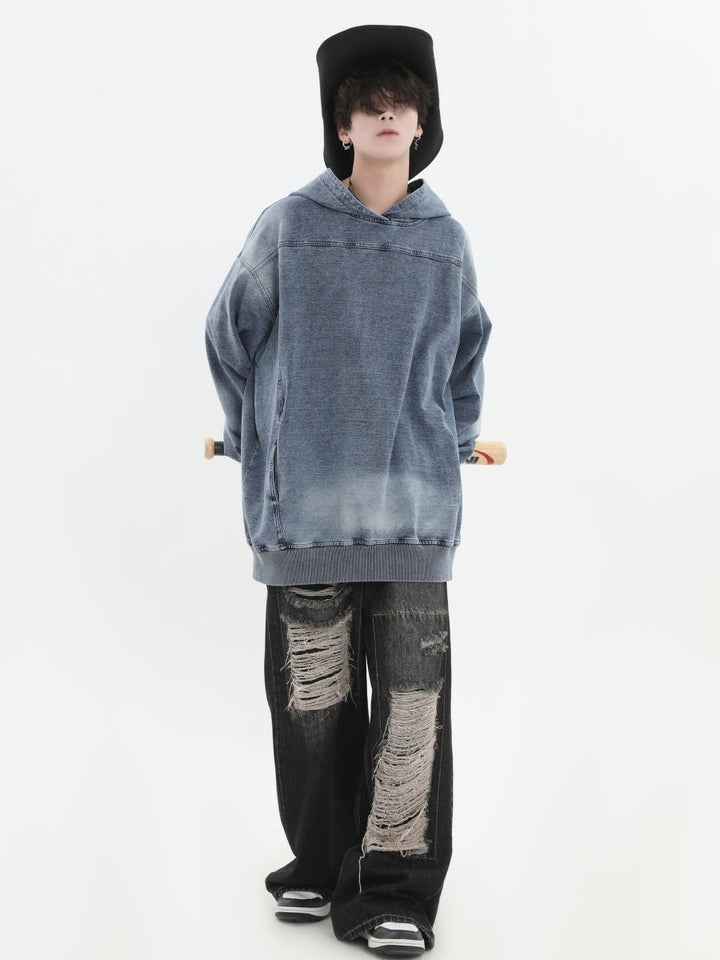 【INSstudios】Loose Denim Hoodie  na1632