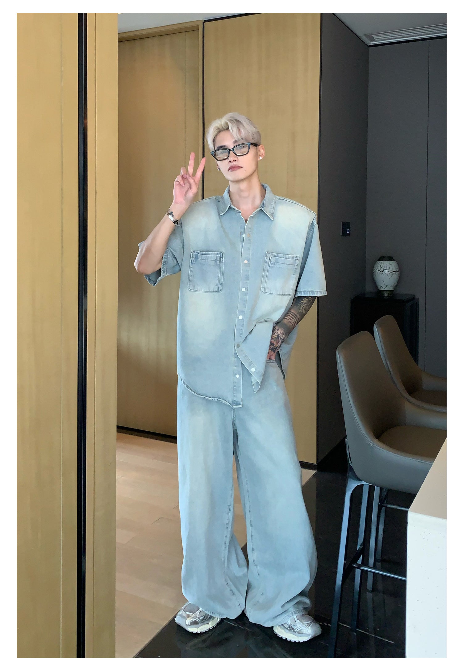 CUIBUJU] Niche made washed denim suit NA720 – Nanostudio