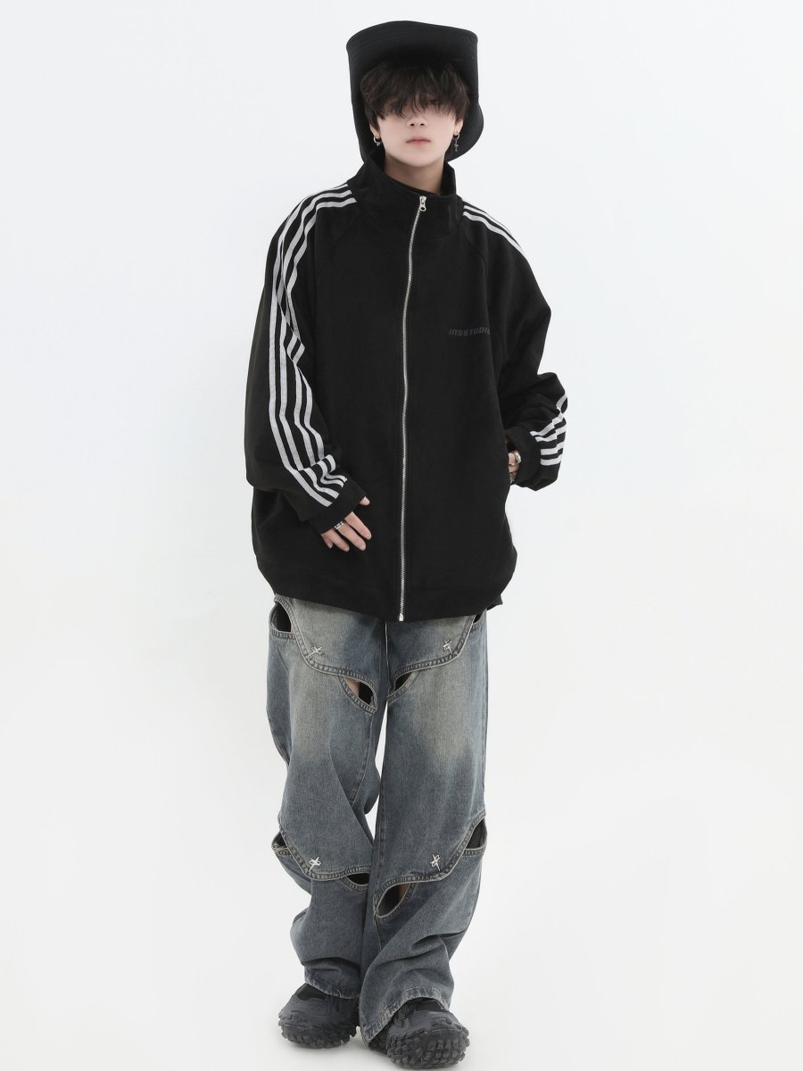 【INSstudios】 Striped  Casual Zipper Jacket na1461