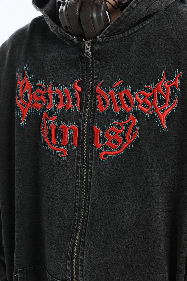 【INSstudios】Gothic Letter LOGO Denim Jacket  na1631