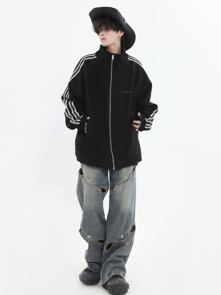 【INSstudios】 Striped  Casual Zipper Jacket na1461