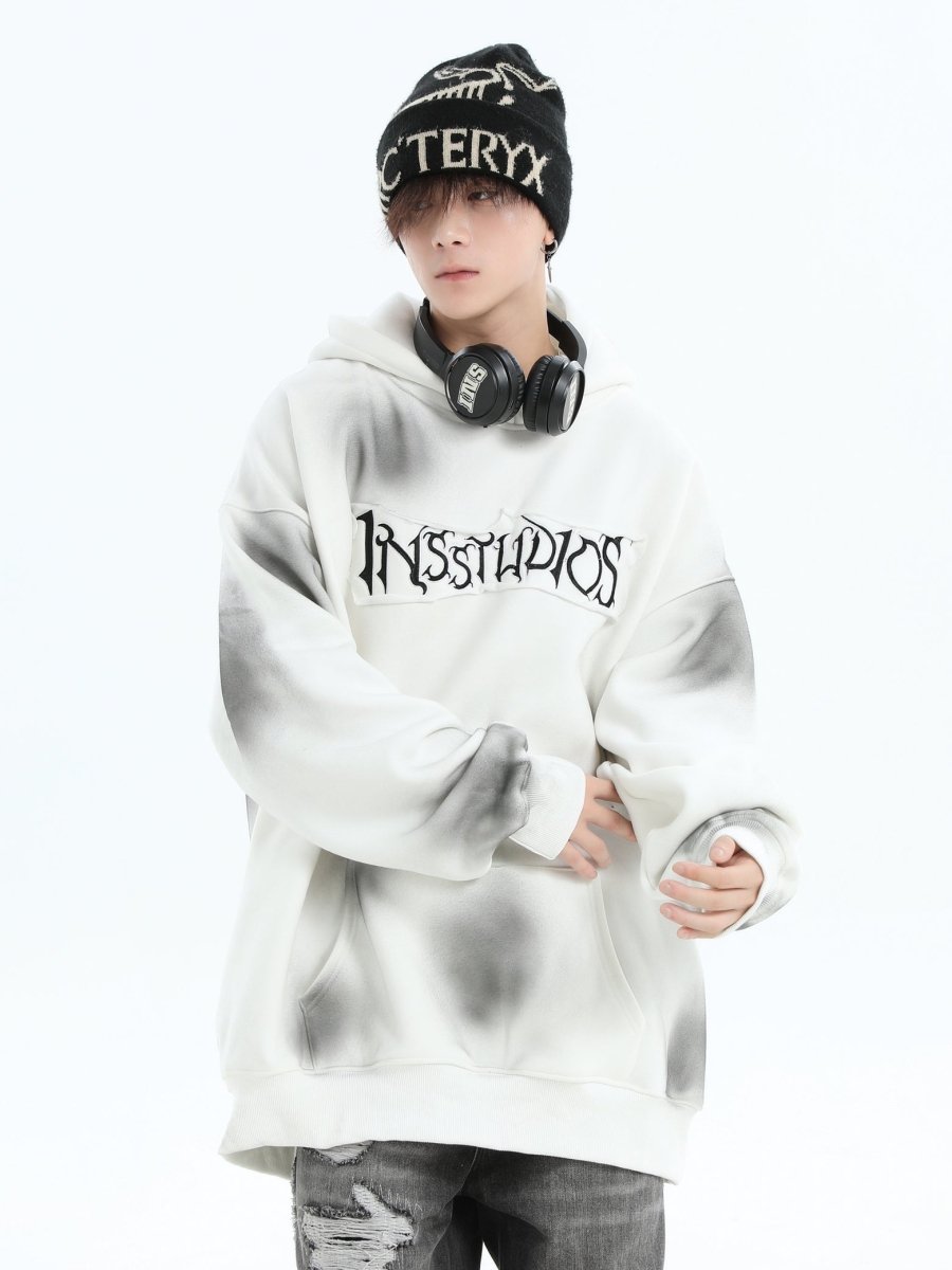 【INSstudios】Spray Paint Logo Loose Hoodie na1634