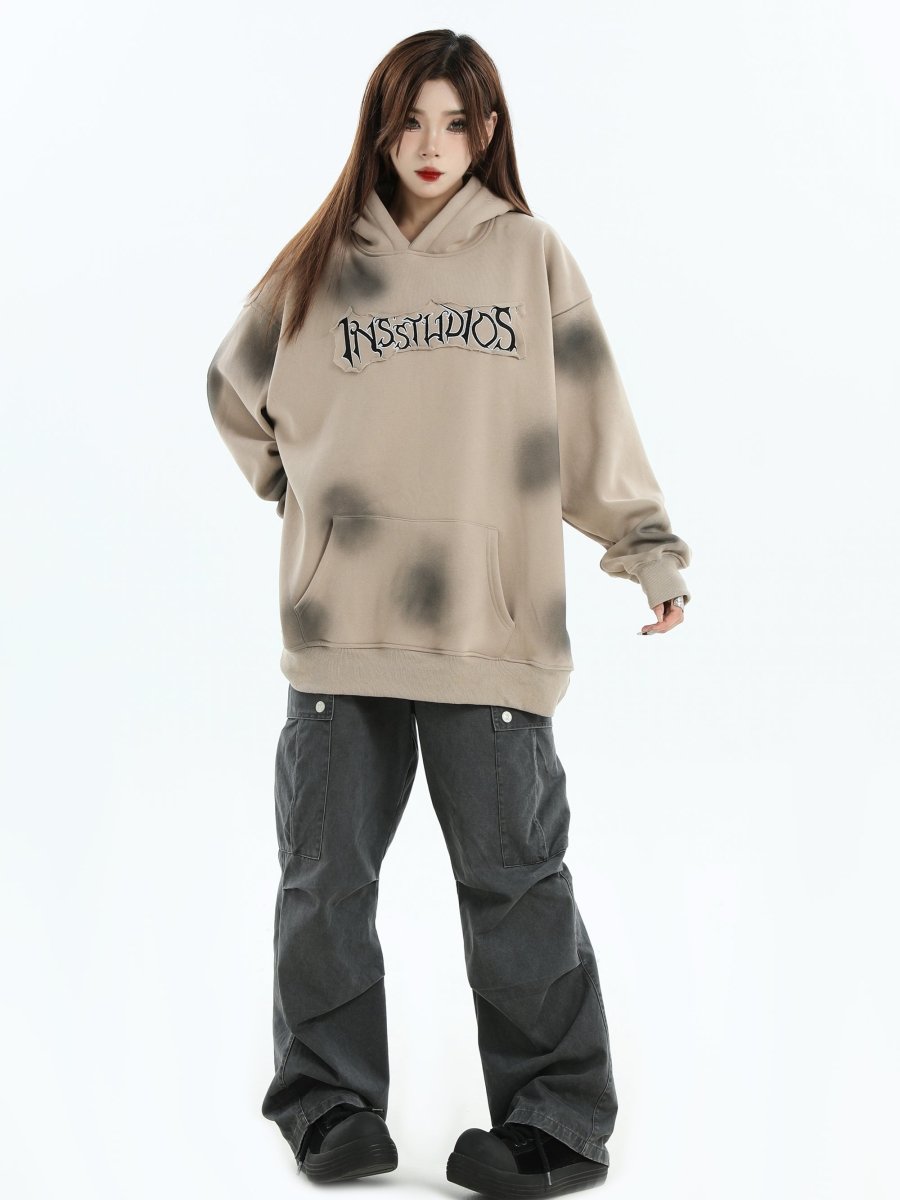 【INSstudios】Spray Paint Logo Loose Hoodie na1634