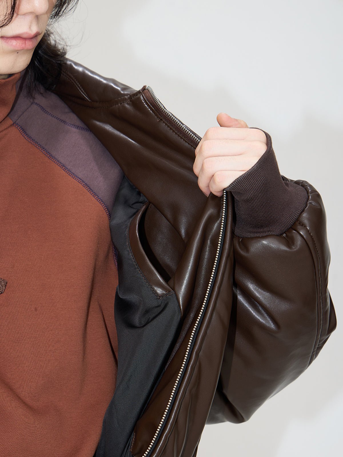 PeopleStyle] Vintage Drop Shoulder Leather Cotton Jacket na792