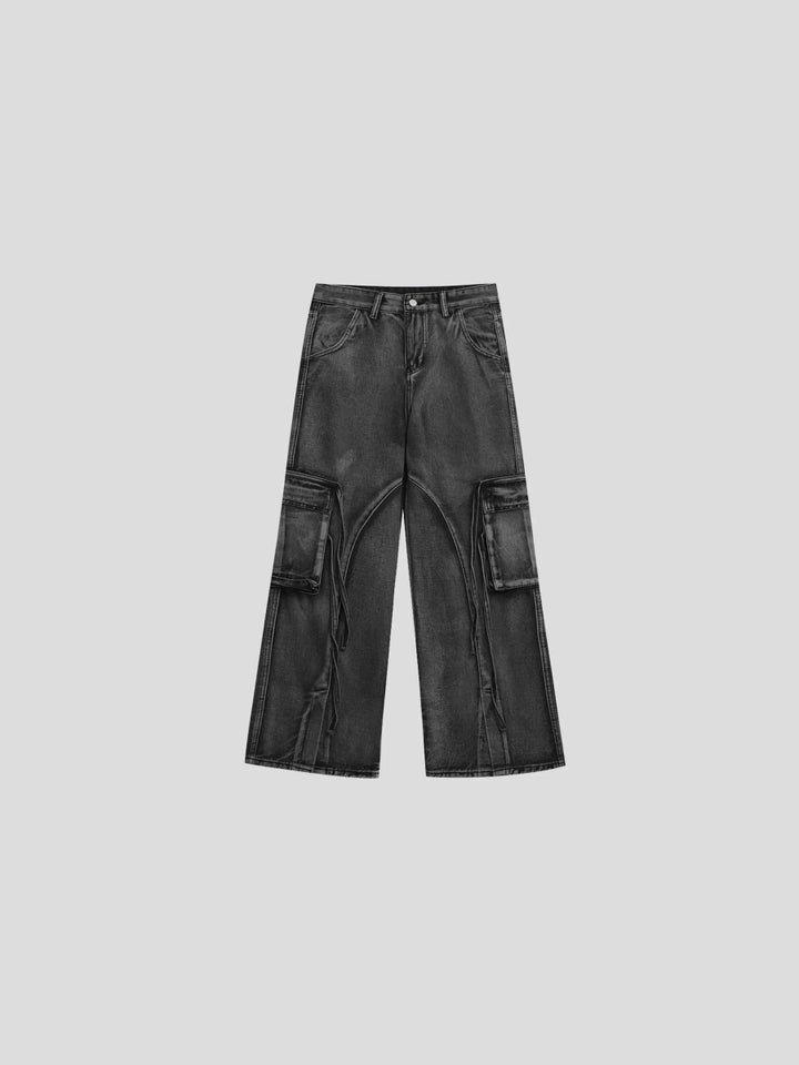 [INSstudios] Multi-Pocket Loose Straight Long Jeans