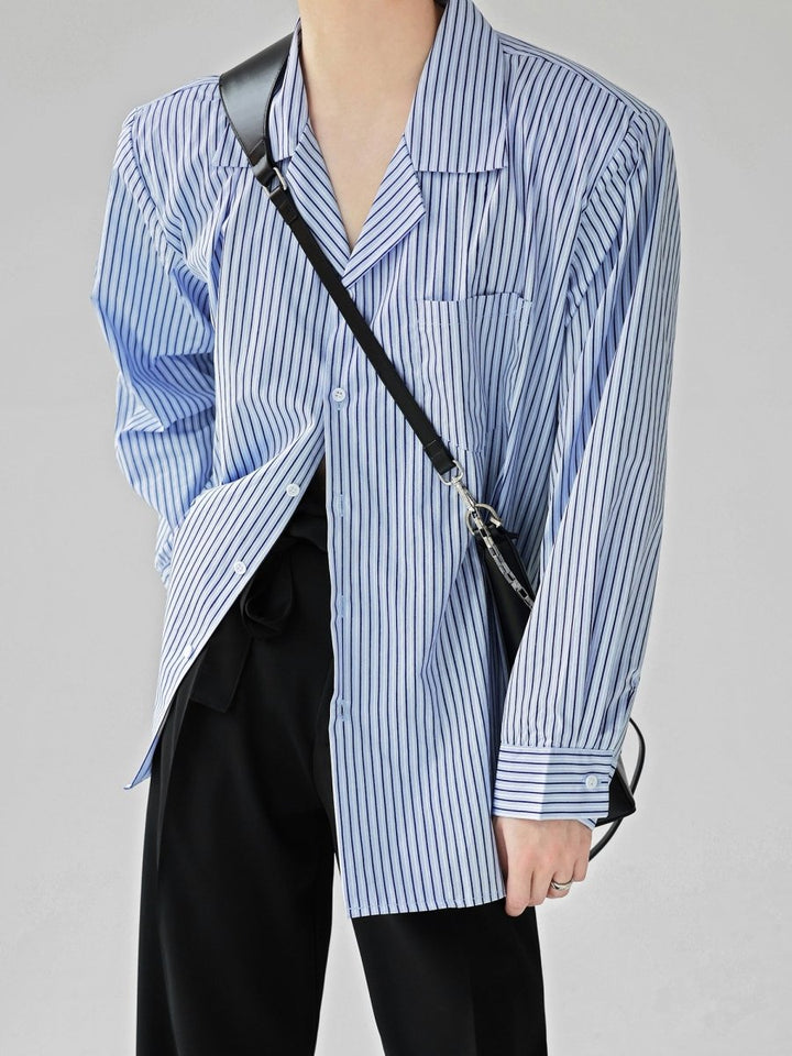 【HOHO】Striped Blue Loose Shirt na1351