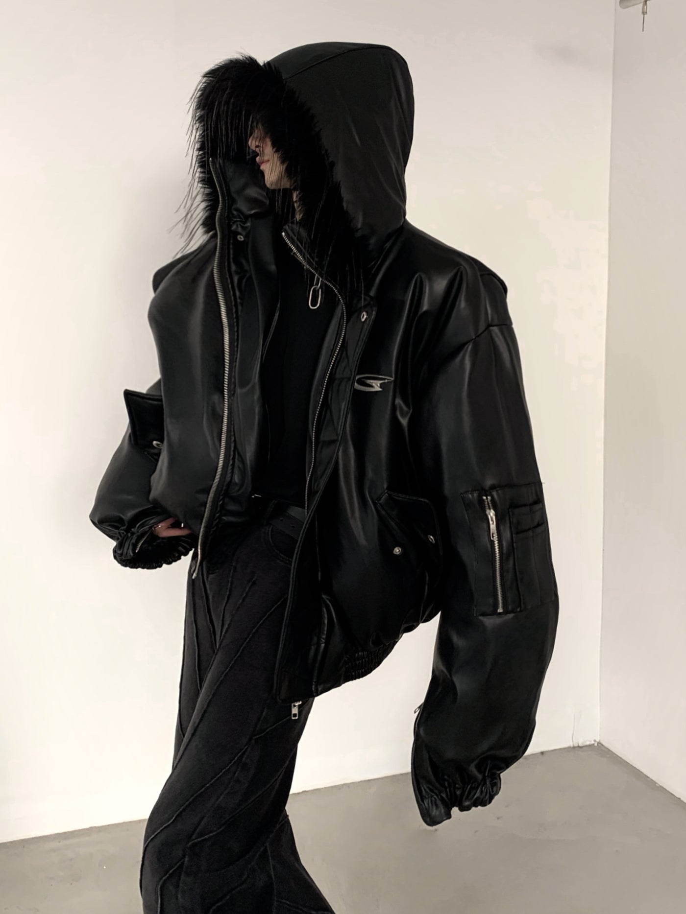 [AutumnWind] fur design cotton punk leather jacket na807 