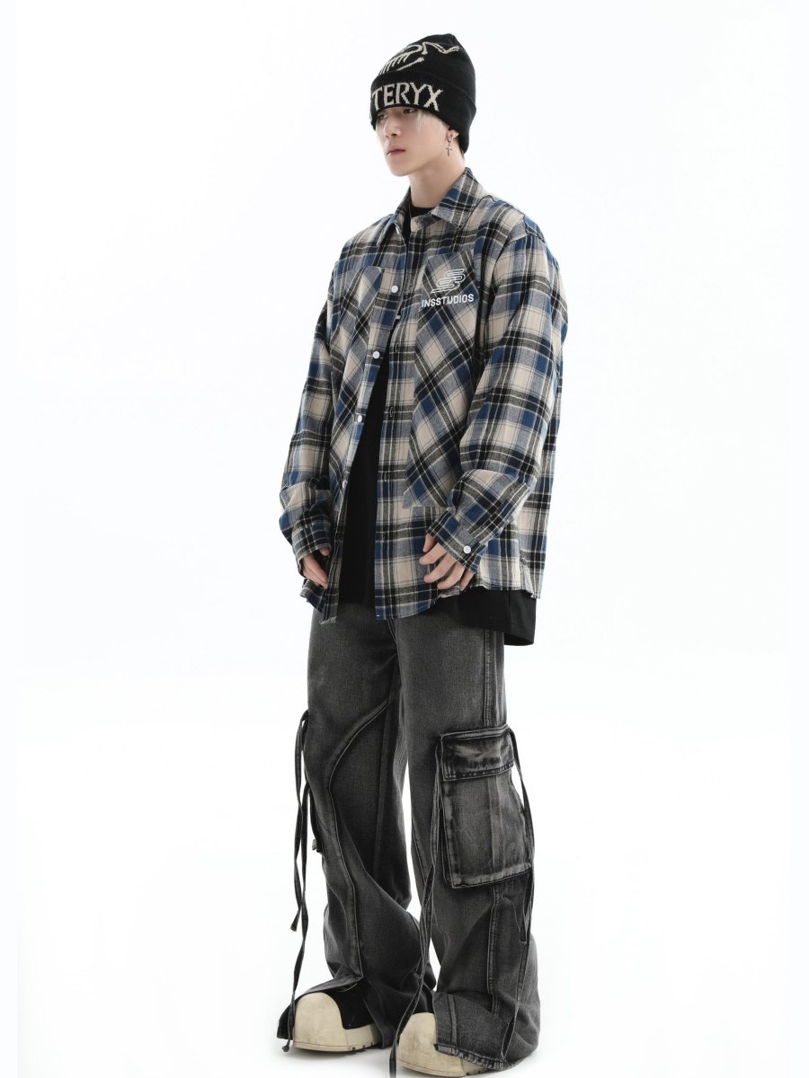 [INSstudios] Multi-Pocket Loose Straight Long Jeans