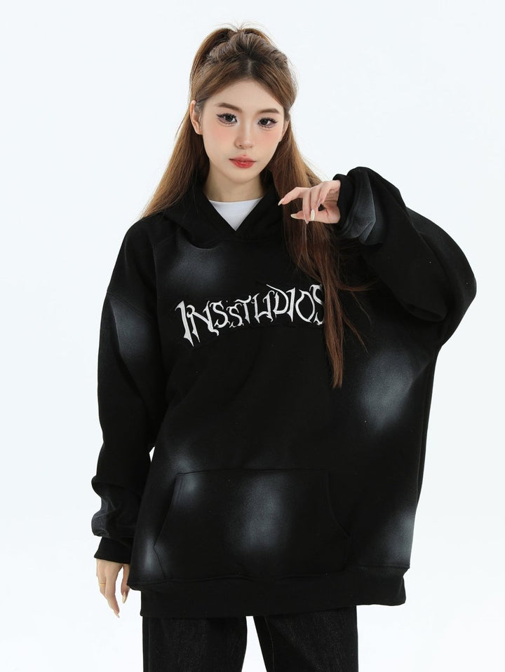 【INSstudios】Spray Paint Logo Loose Hoodie na1634