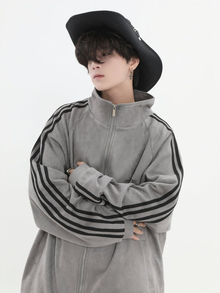 【INSstudios】 Striped Casual Zipper Jacket na1461