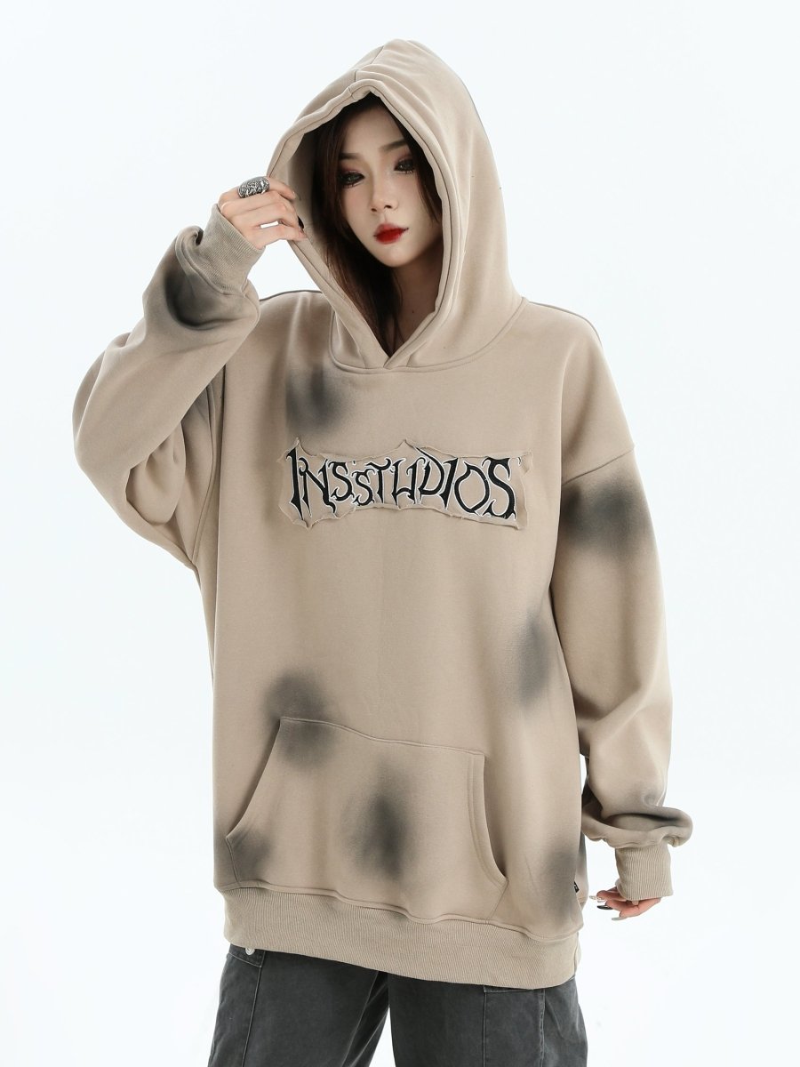 【INSstudios】Spray Paint Logo Loose Hoodie na1634