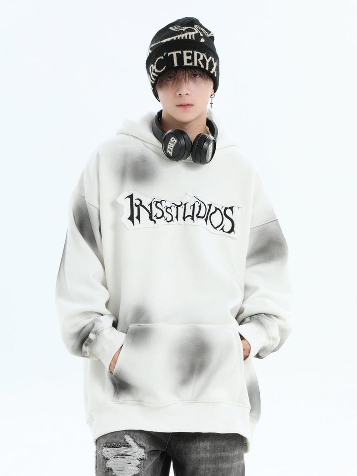 【INSstudios】Spray Paint Logo Loose Hoodie na1634