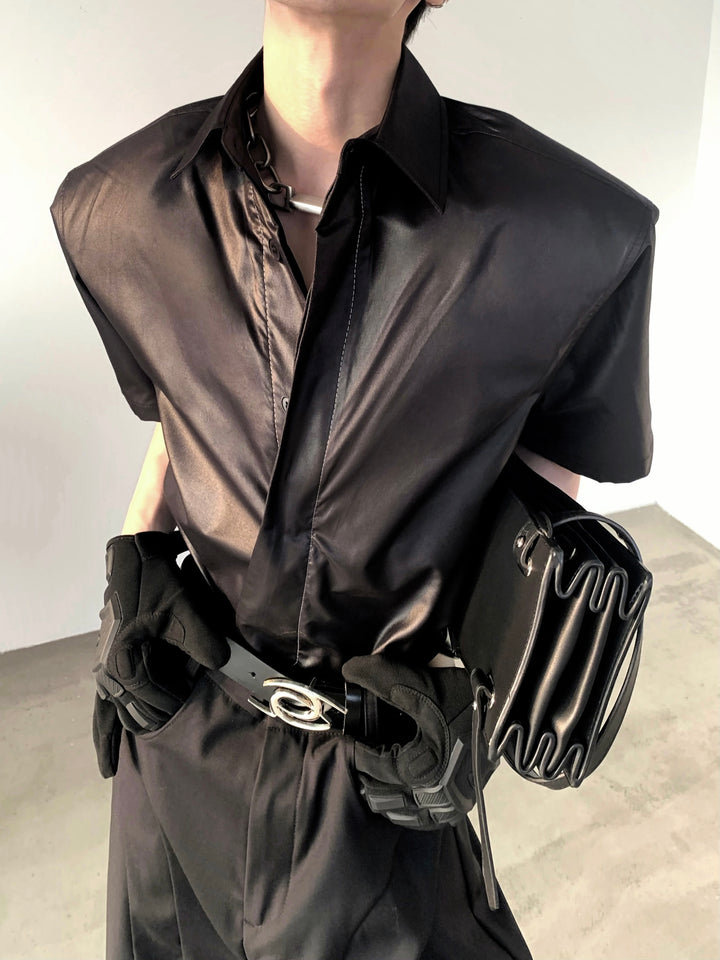 【AutumnWind】Metallic Coated Leather Shirt na1234