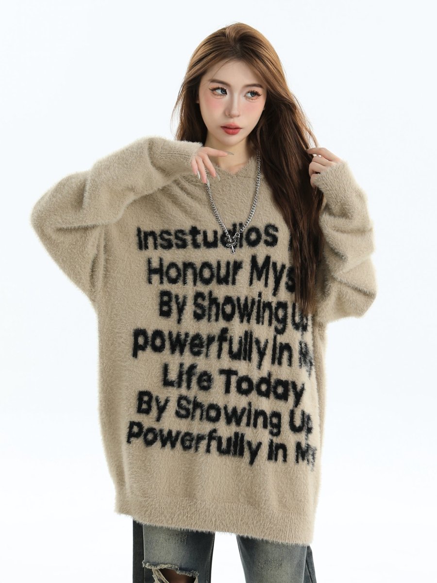 [INSstudios]letter LOGO mohair hooded na1629