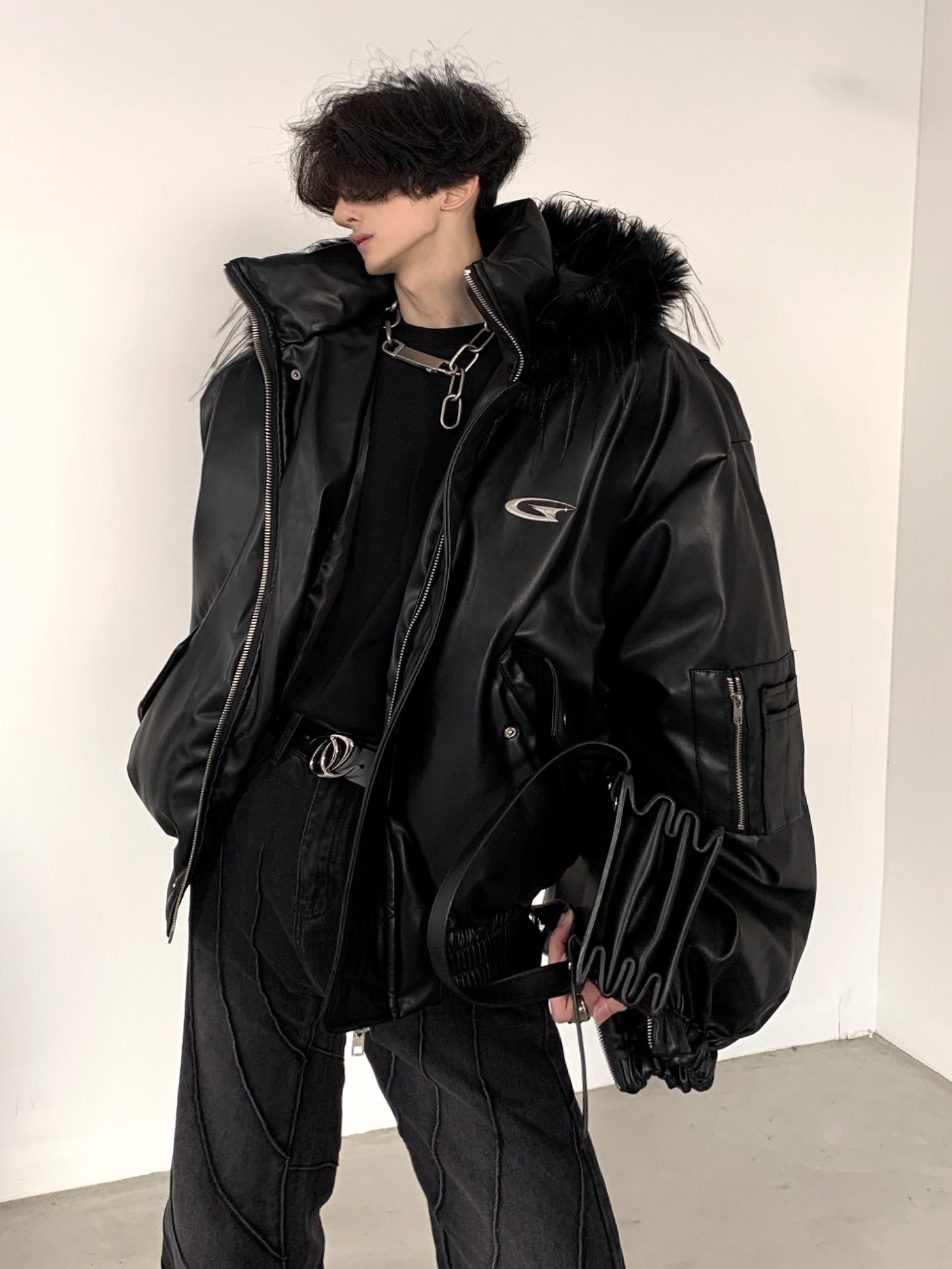 [AutumnWind] fur design cotton punk leather jacket na807 