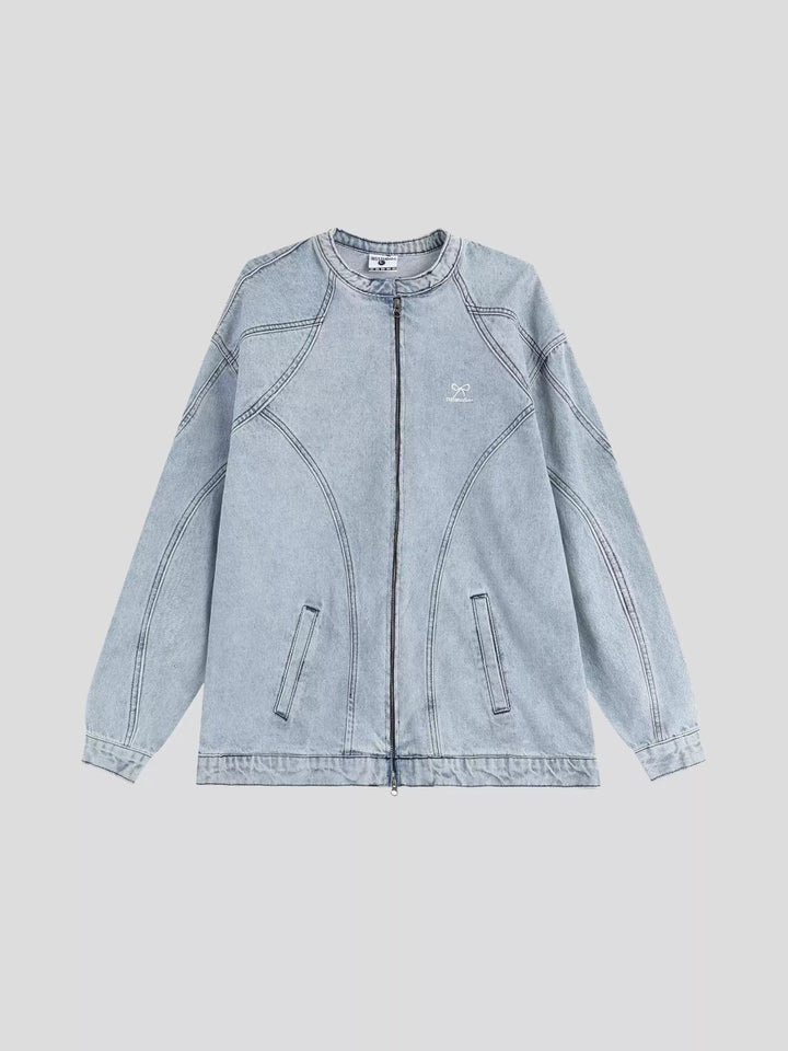 [INSstudios] Washed Denim Jacket Zipper na1633