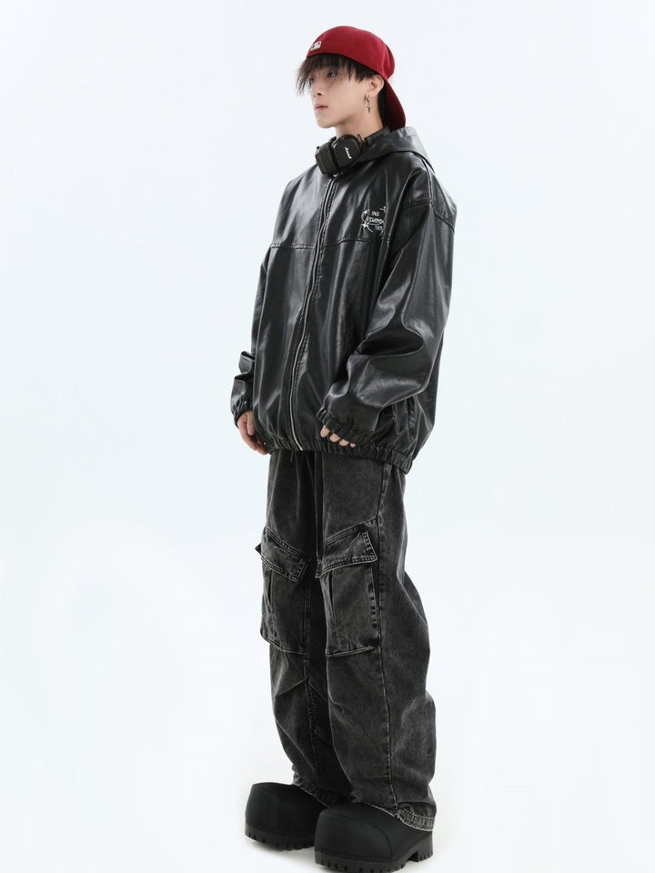 【INSstudios】PU leather jacket na1637