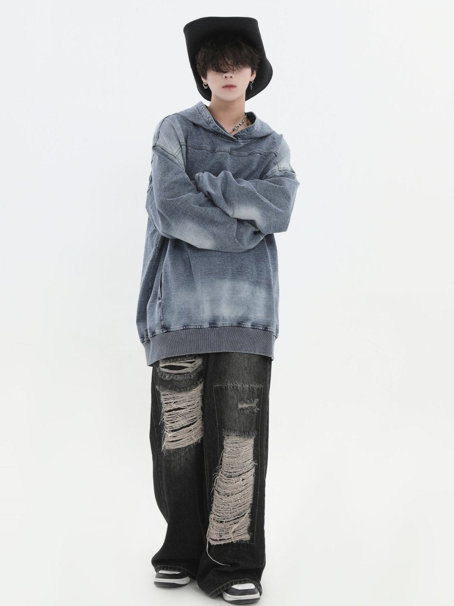 【INSstudios】Loose Denim Hoodie  na1632