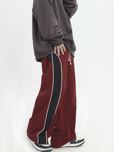 [INSstudios] contrast stitching clip strip casual pants na823