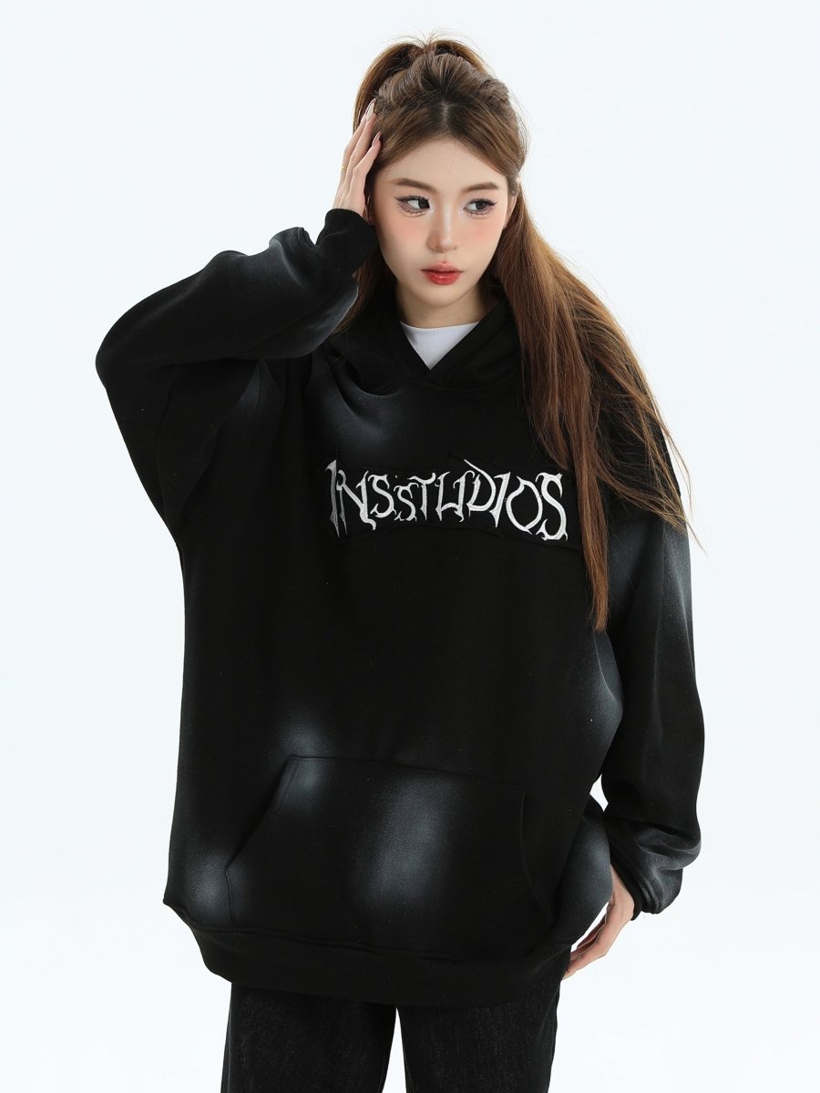 【INSstudios】Spray Paint Logo Loose Hoodie na1634