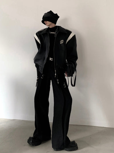 [AutumnWind] black cotton thickened leather jacket na806