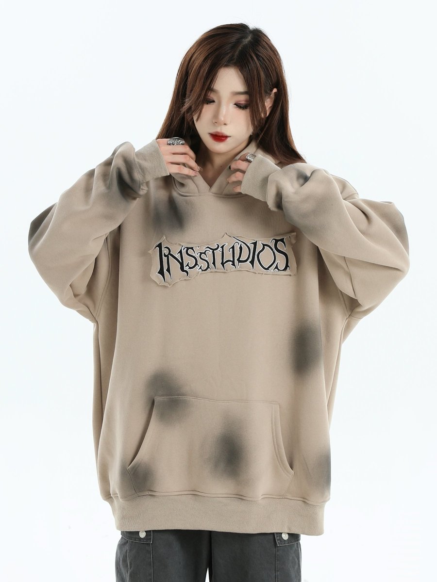 【INSstudios】Spray Paint Logo Loose Hoodie na1634