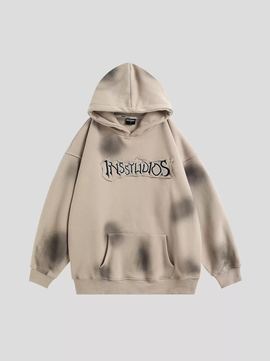 【INSstudios】Spray Paint Logo Loose Hoodie na1634