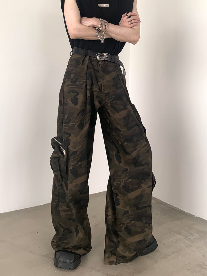 [AutumnWind] Camouflage wide leg pockets work pants na1230