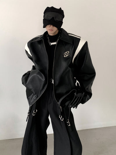 [AutumnWind] black cotton thickened leather jacket na806
