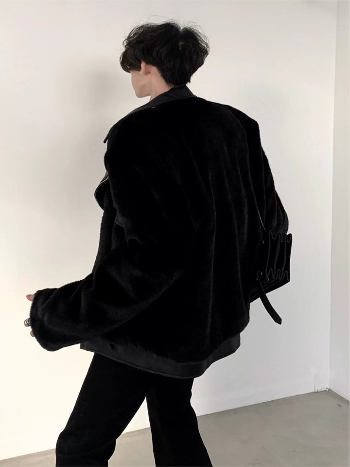[AutumnWind] black biker mink fur jacket na958 