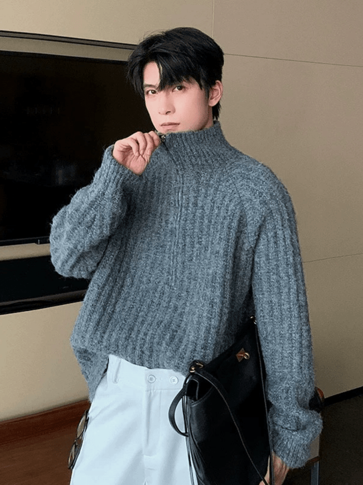 【Hualun】Half-zipper turtleneck sweater na1781