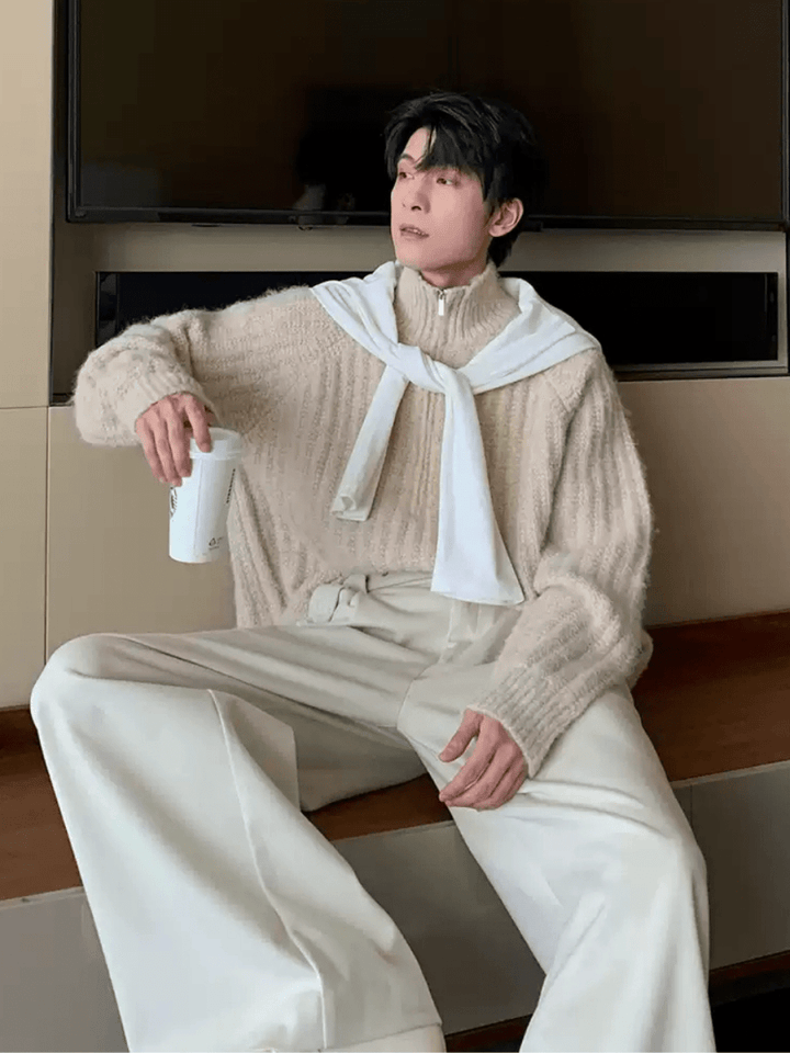 【Hualun】Half-zipper turtleneck sweater na1781