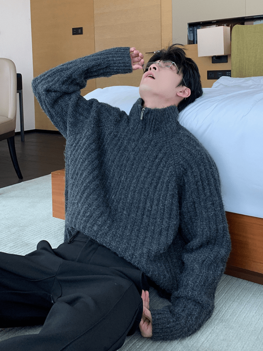 【Hualun】Half-zipper turtleneck sweater na1781