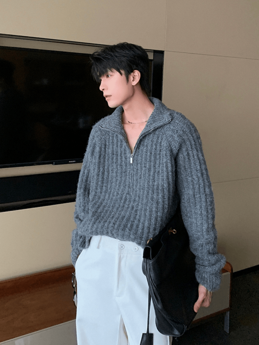 【Hualun】Half-zipper turtleneck sweater na1781