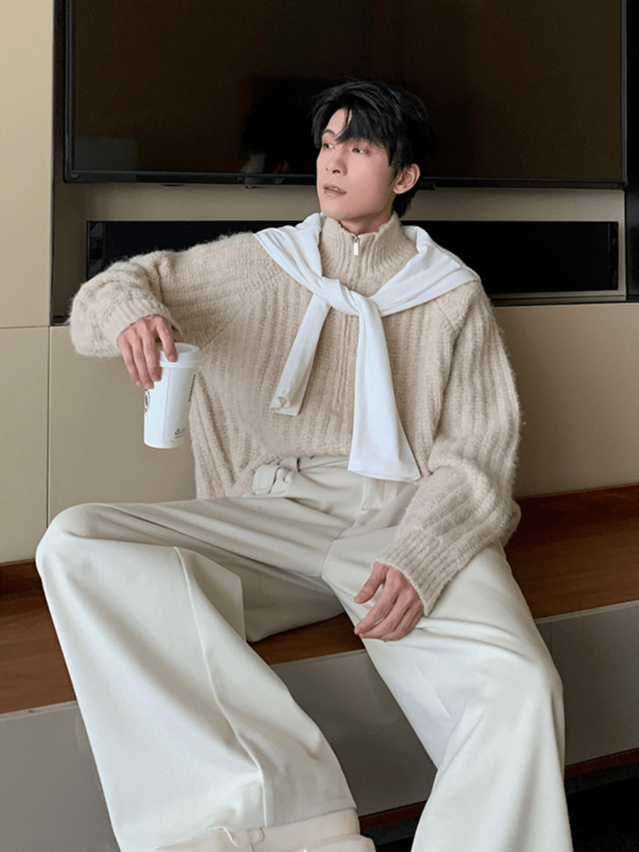 【Hualun】Half-zipper turtleneck sweater na1781