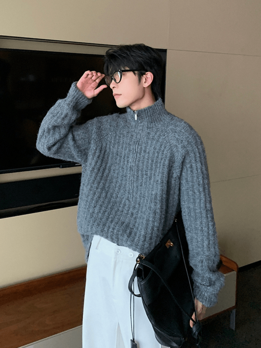 【Hualun】Half-zipper turtleneck sweater na1781