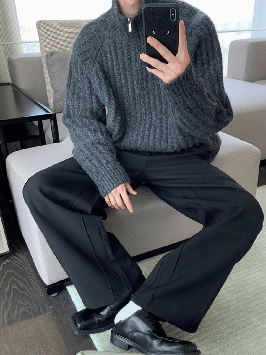 【Hualun】Half-zipper turtleneck sweater na1781