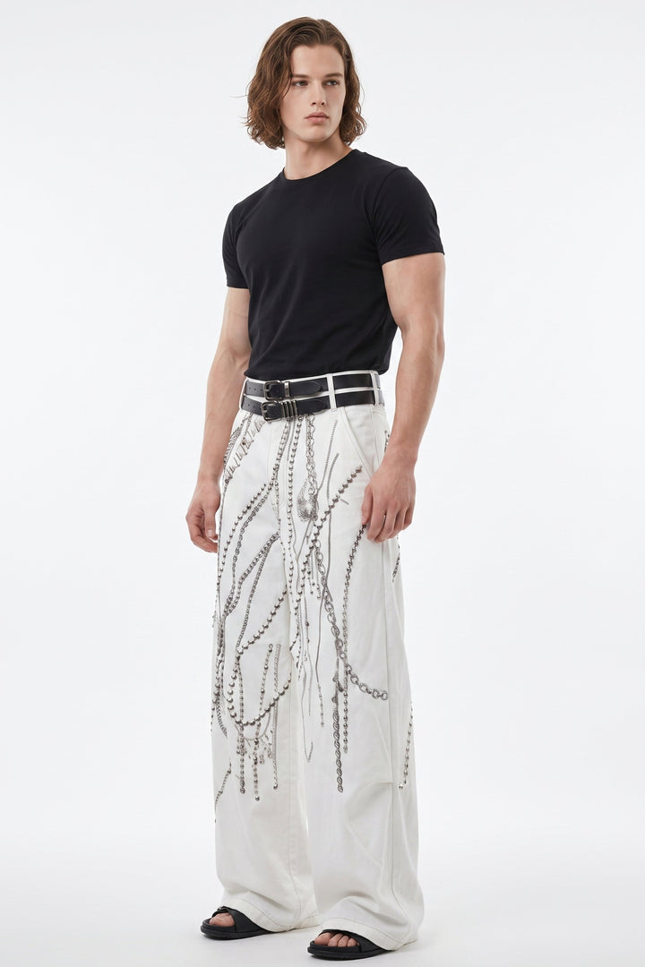 Wide-leg studs pants  na2611