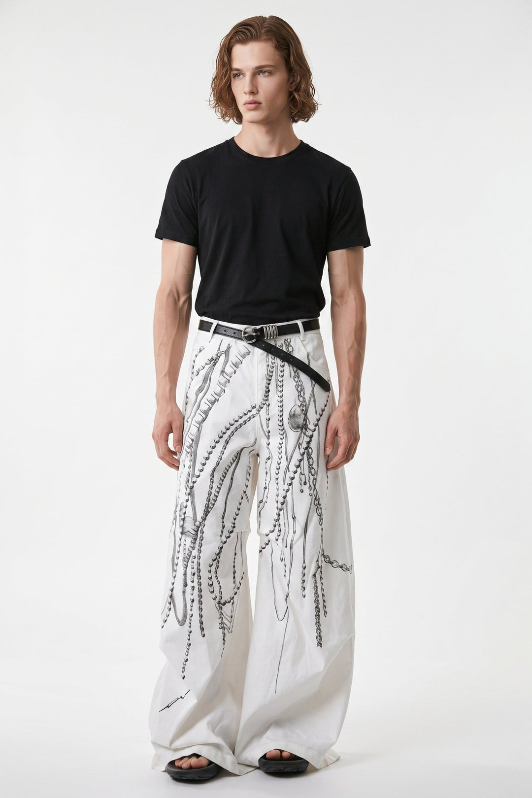 Wide-leg studs pants  na2611