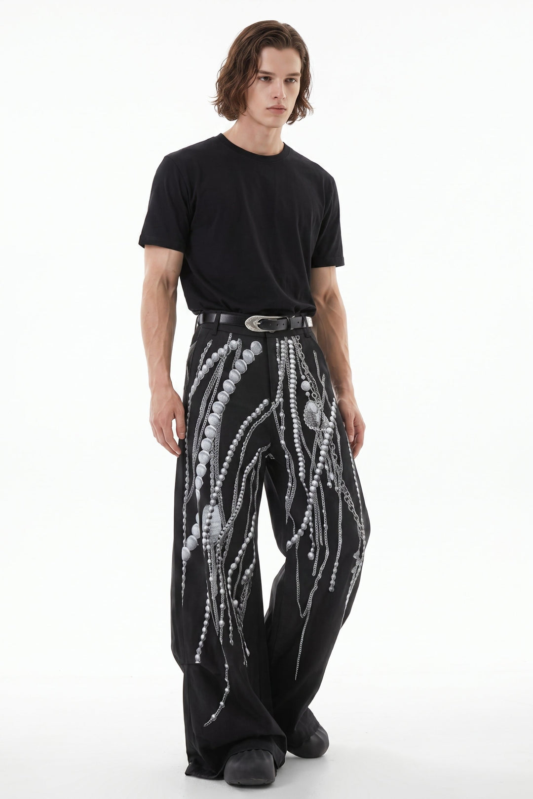 Wide-leg studs pants  na2611