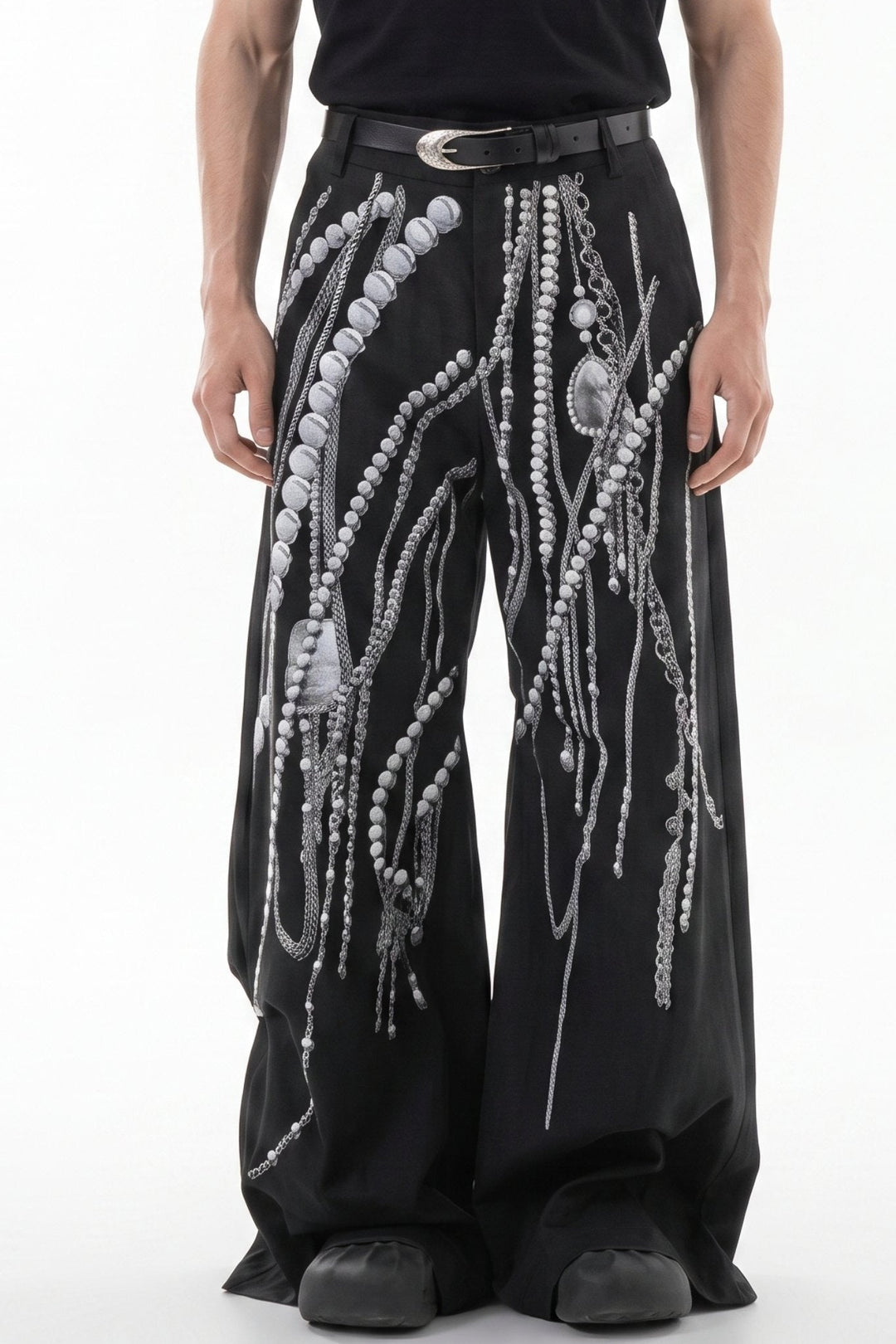 Wide-leg studs pants  na2611