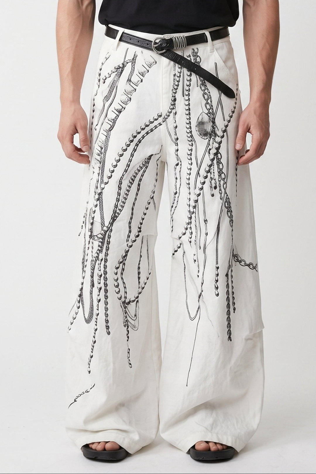 Wide-leg studs pants  na2611