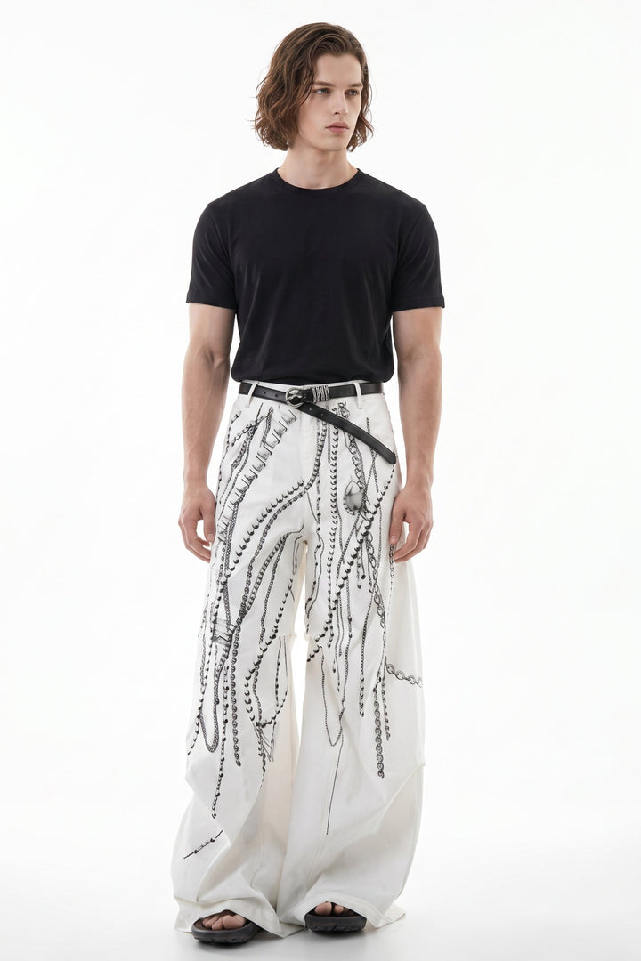 Wide-leg studs pants  na2611