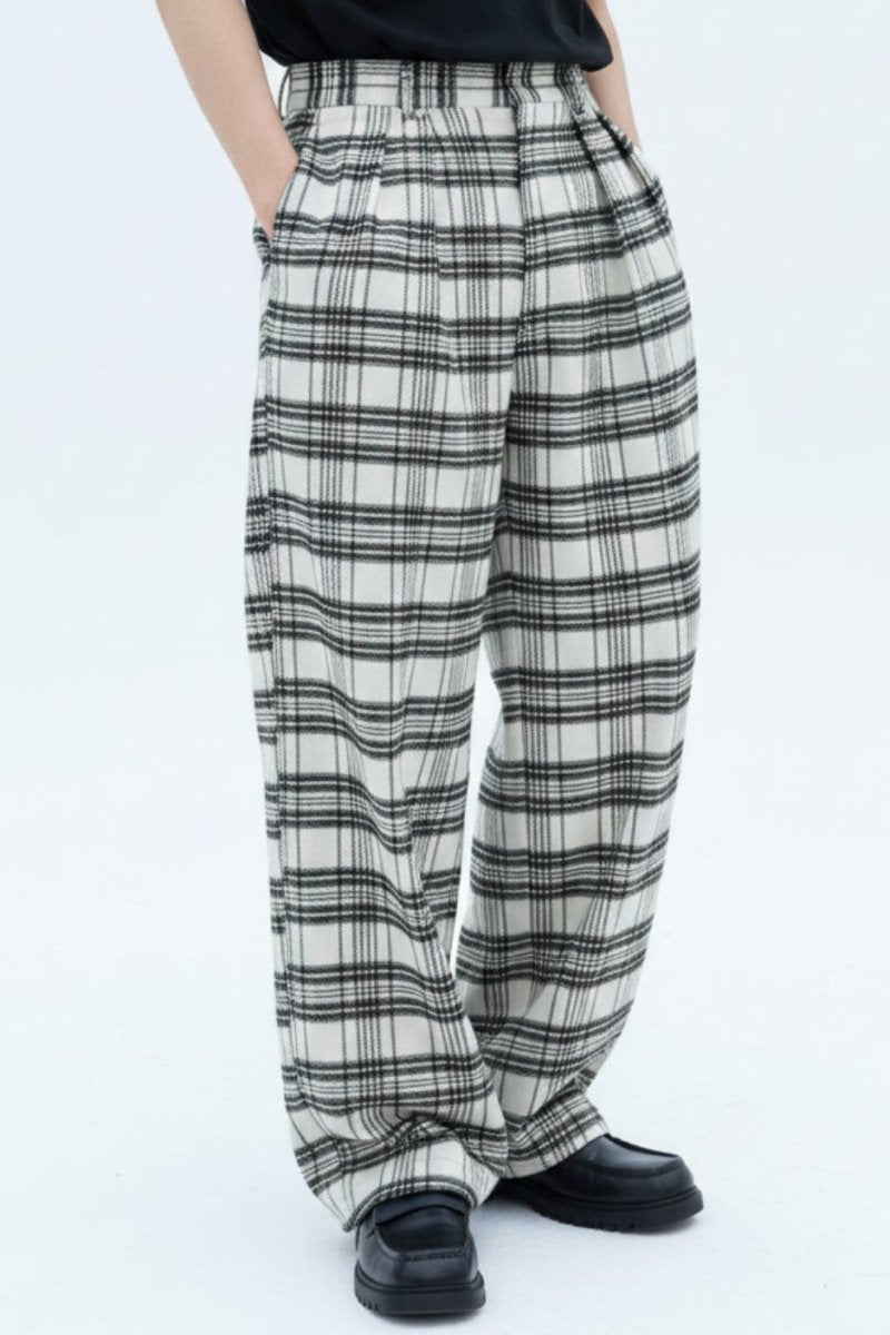 Plaid Wide Trousers  na2584