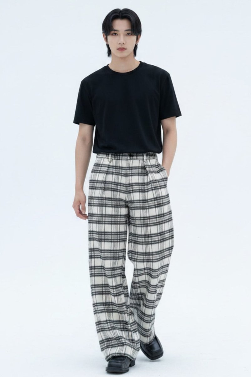 Plaid Wide Trousers  na2584