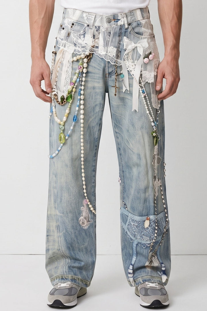 Printed Baggy Jeans na2686