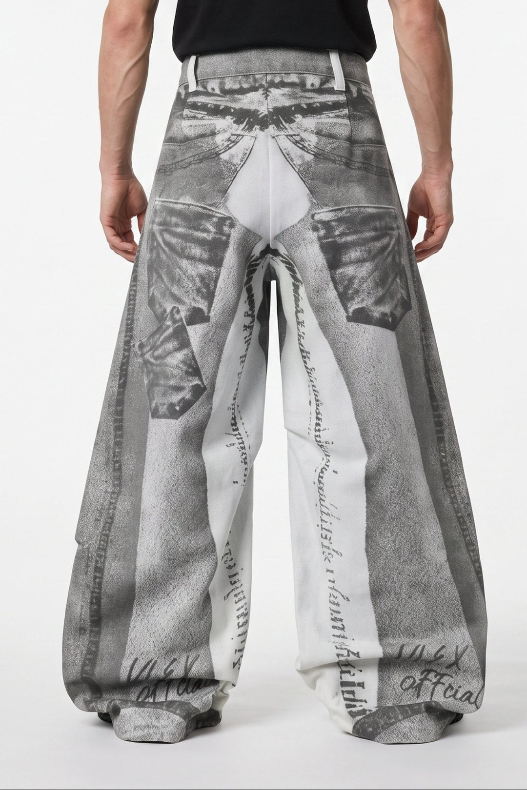 Patterned Wide Jeans  na2566