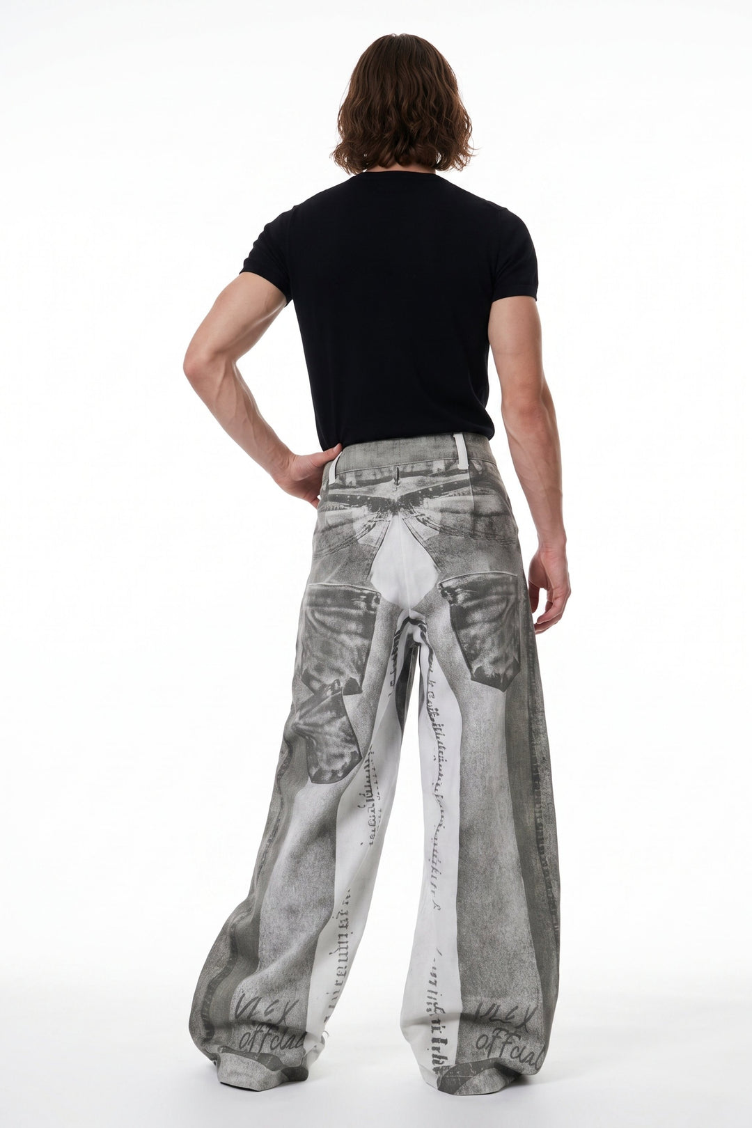 Patterned Wide Jeans  na2566